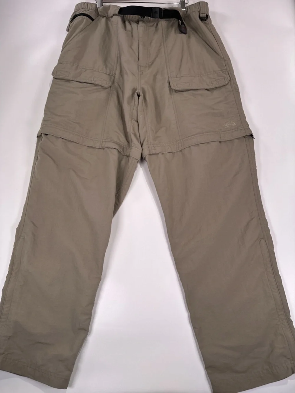 The North Face Convertible Hiking Pants Zip Off Cargo Nylon Khaki XL